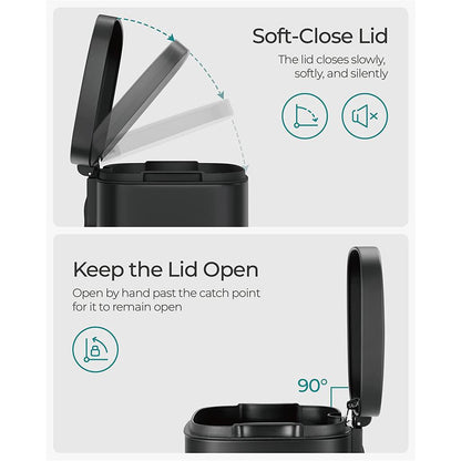 8 Gallon Black Trash Can with Lid