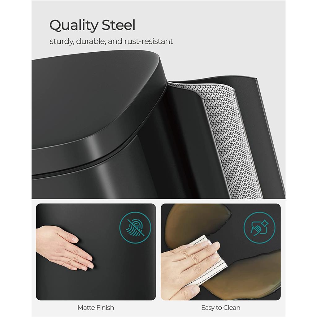 8 Gallon Black Trash Can with Lid