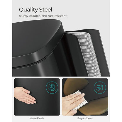 8 Gallon Black Trash Can with Lid
