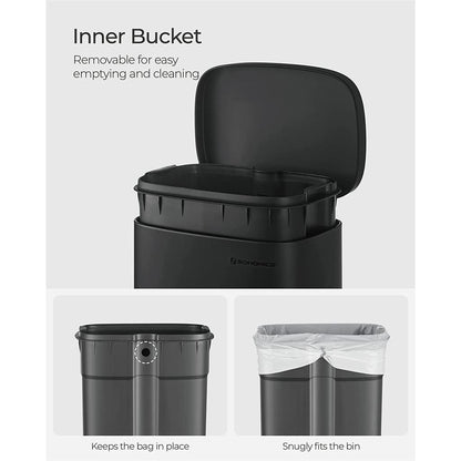 8 Gallon Black Trash Can with Lid