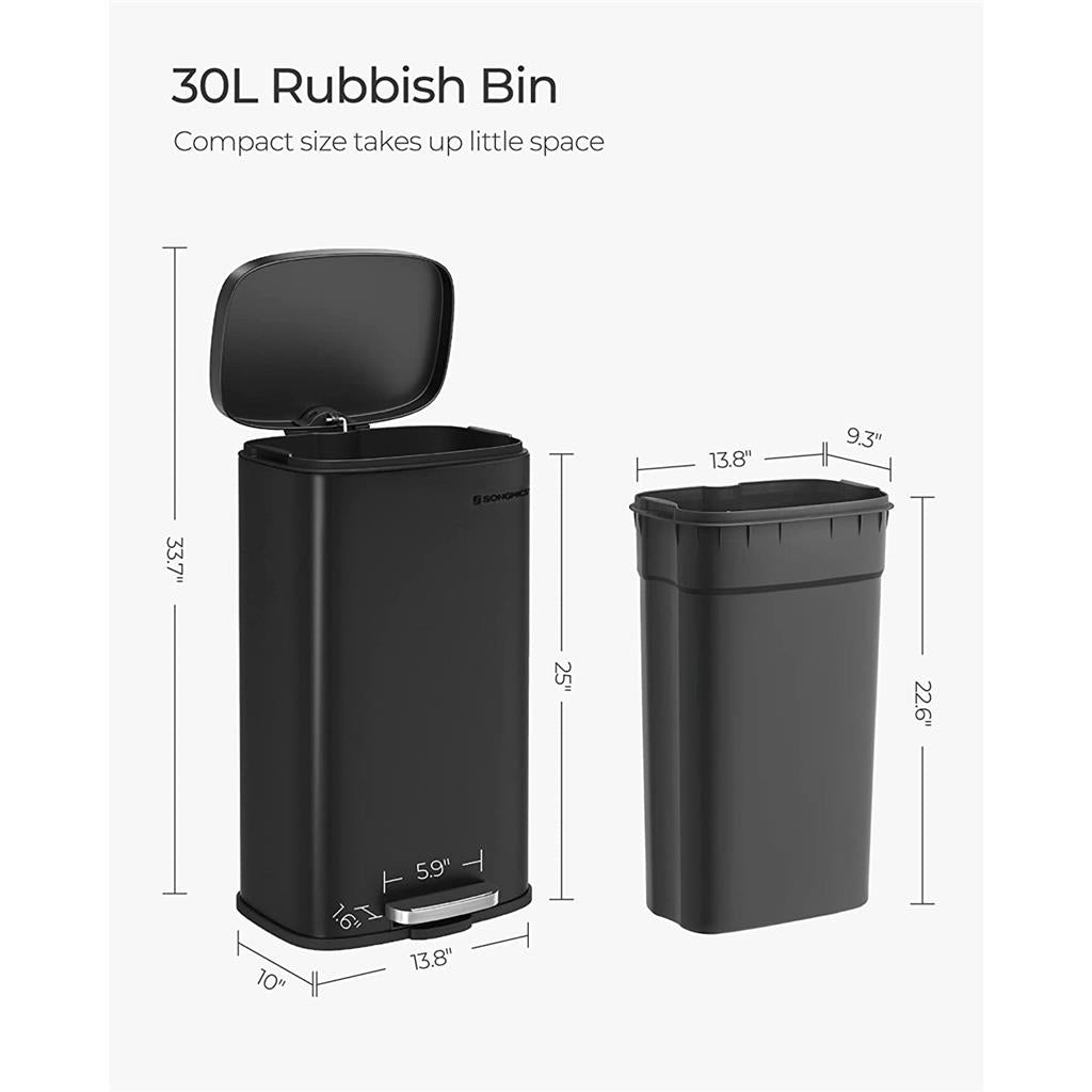 8 Gallon Black Trash Can with Lid