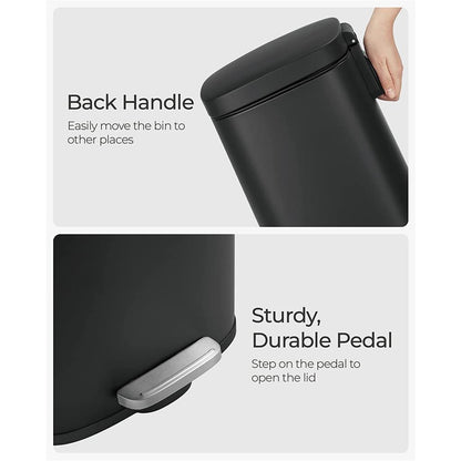 8 Gallon Black Trash Can with Lid