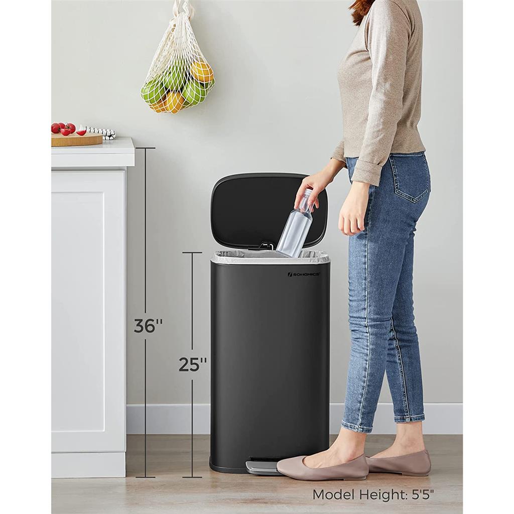 8 Gallon Black Trash Can with Lid