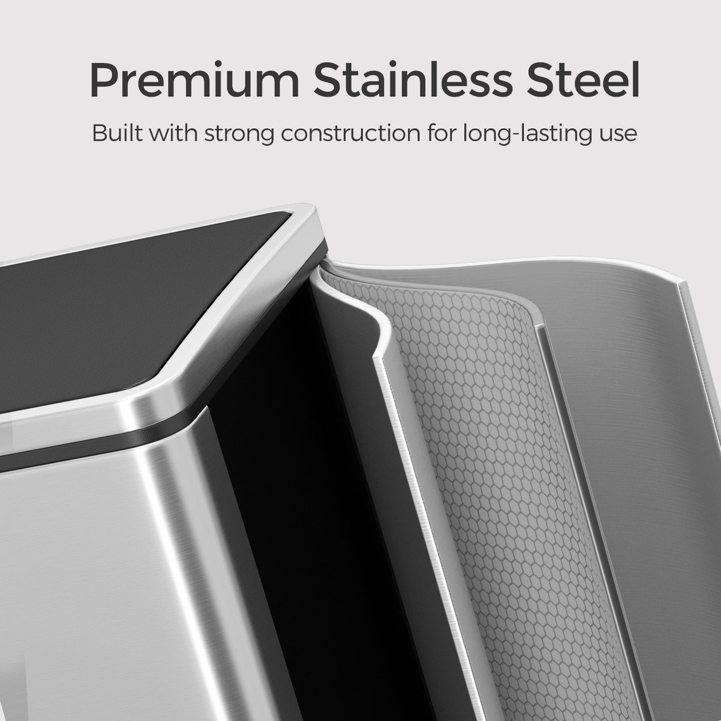 Trash Can with 2 Compartments, 2 x 8-Gallon Double Garbage Can, TrashBin with Lids - HWLEXTRA 