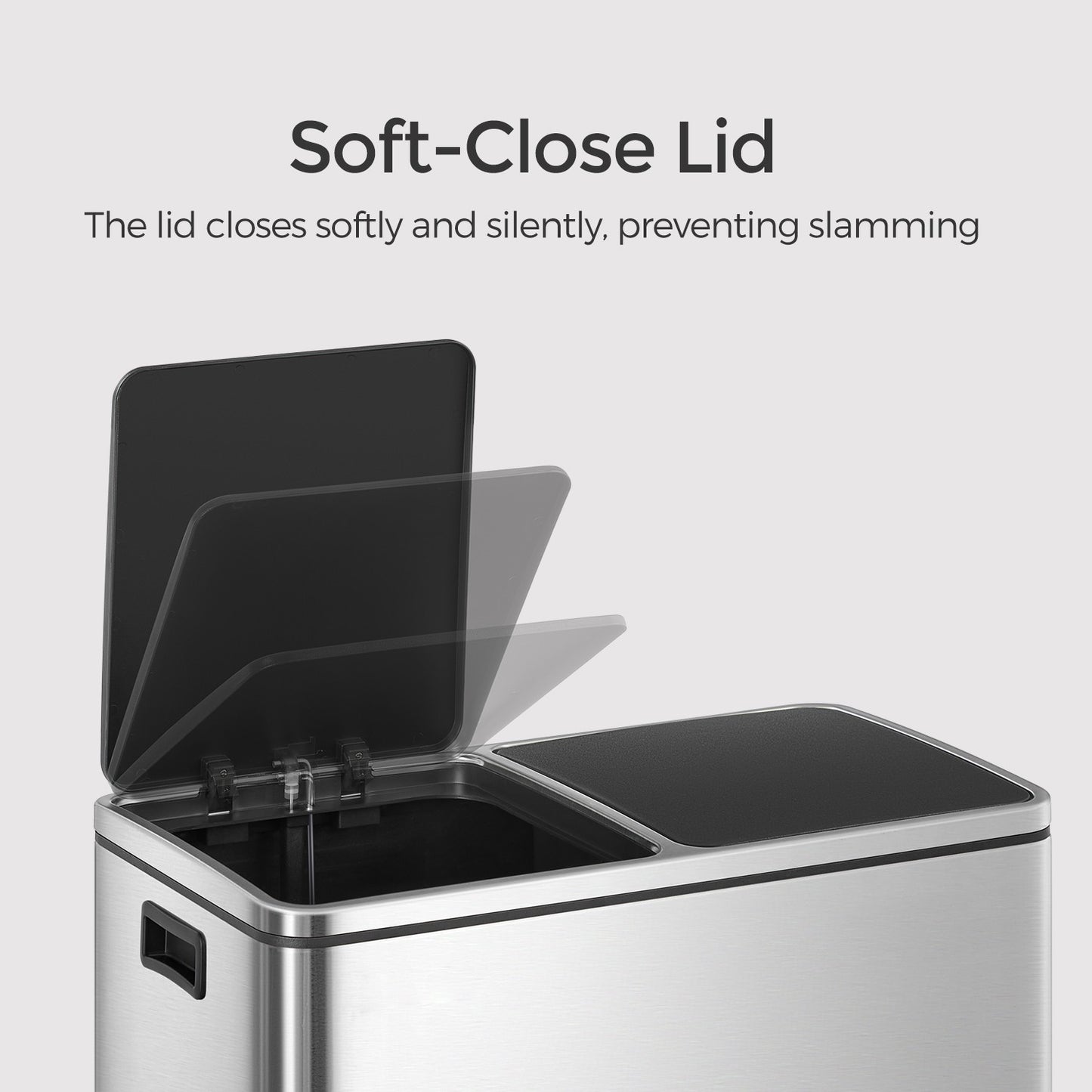 Trash Can with 2 Compartments, 2 x 8-Gallon Double Garbage Can, TrashBin with Lids - HWLEXTRA 