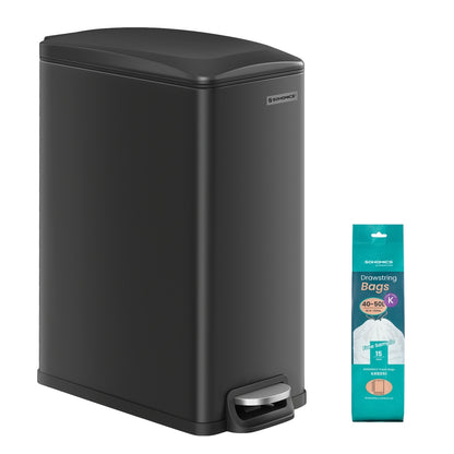 13 Gallon Garbage Can for Narrow Spaces with Soft-Close Lid