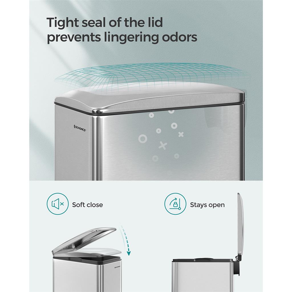 13 Gallon Garbage Can for Narrow Spaces with Soft-Close Lid - HWLEXTRA 