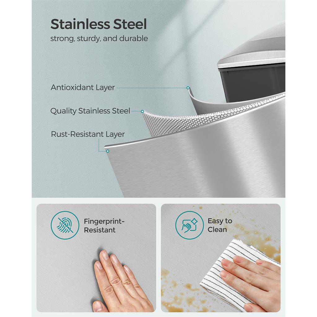 13 Gallon Garbage Can for Narrow Spaces with Soft-Close Lid - HWLEXTRA 