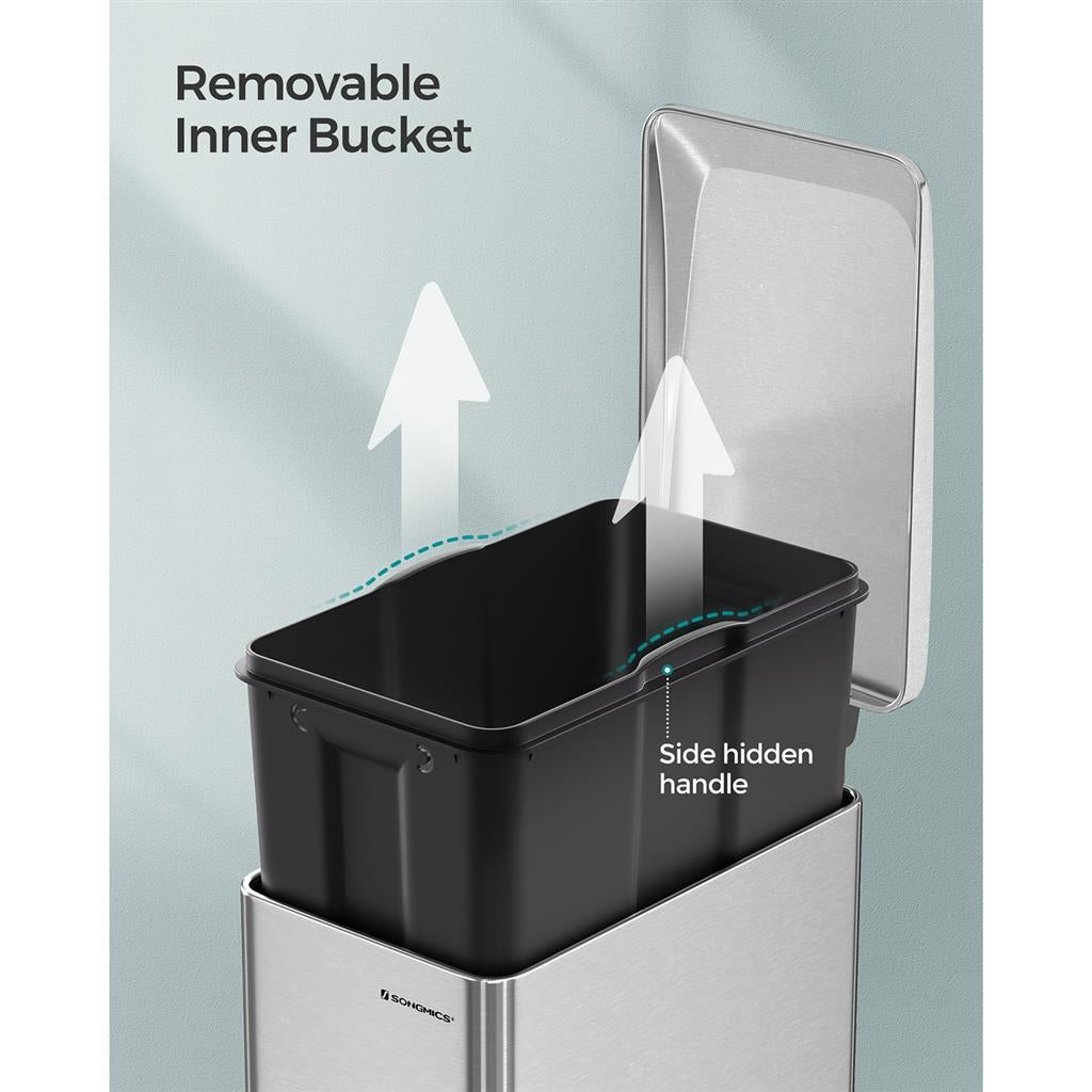 13 Gallon Garbage Can for Narrow Spaces with Soft-Close Lid - HWLEXTRA 