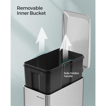 13 Gallon Garbage Can for Narrow Spaces with Soft-Close Lid - HWLEXTRA 
