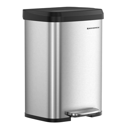 18-Gallon Stainless Steel Garbage Can - Silver + Black / 13-Gallon