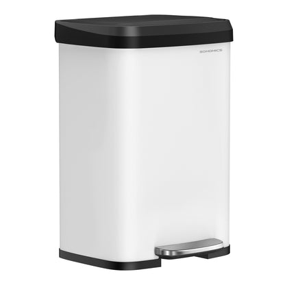 18-Gallon Stainless Steel Garbage Can - White + Black / 13-Gallon