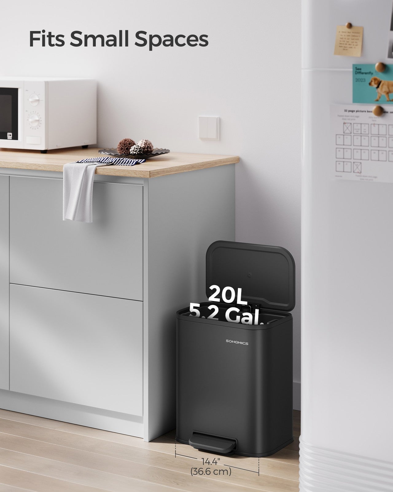 5.2-Gallon (20L) Kitchen Trash Can with Lid - image 3