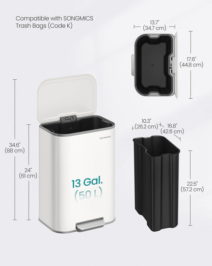 13-Gallon (50 L) Trash Can Can with Lid