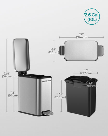2.6 Gallon Small Trash Bin with Lid