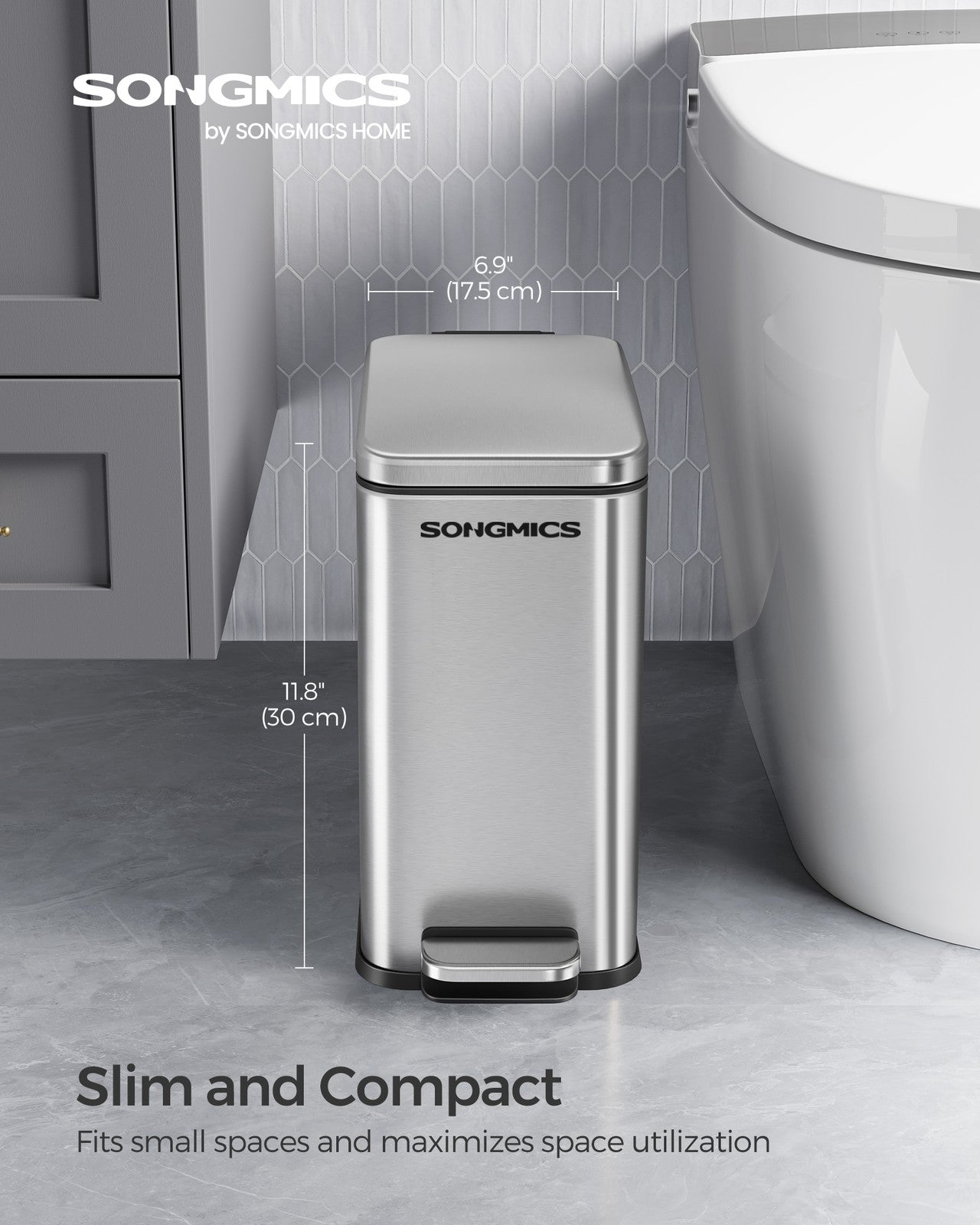 2.6 Gallon Small Trash Bin with Lid