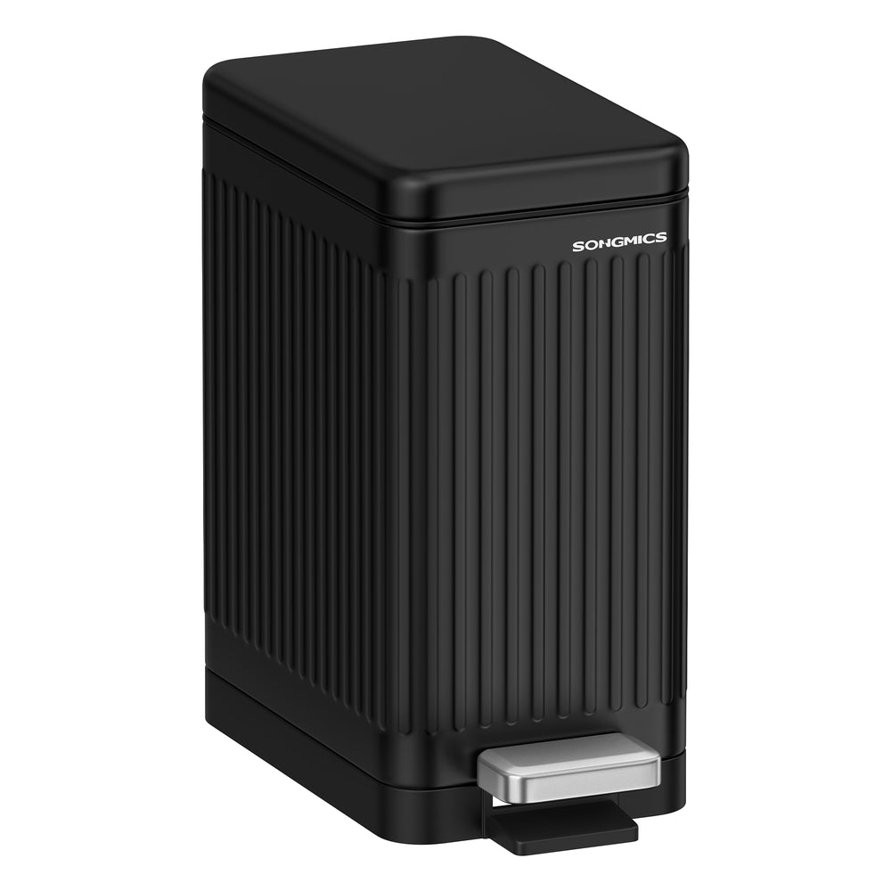 Bathroom Trash Can with Lid - Black / 2.6-Gallon (10 L)