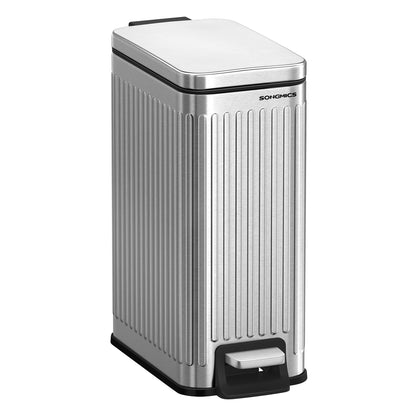 Bathroom Trash Can with Lid - Silver / 1.6-Gallon (6 L)