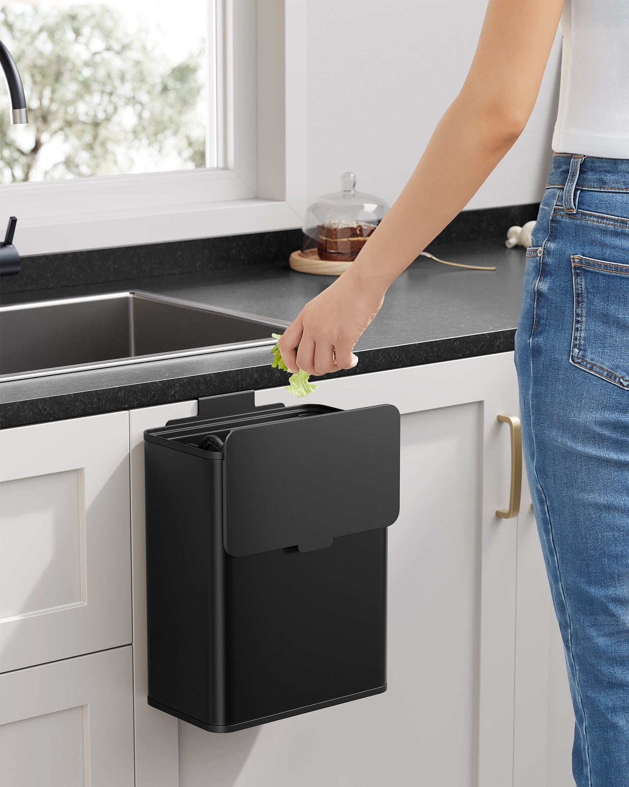 2.1-Gallon Hanging Trash Can with Lid - image 2