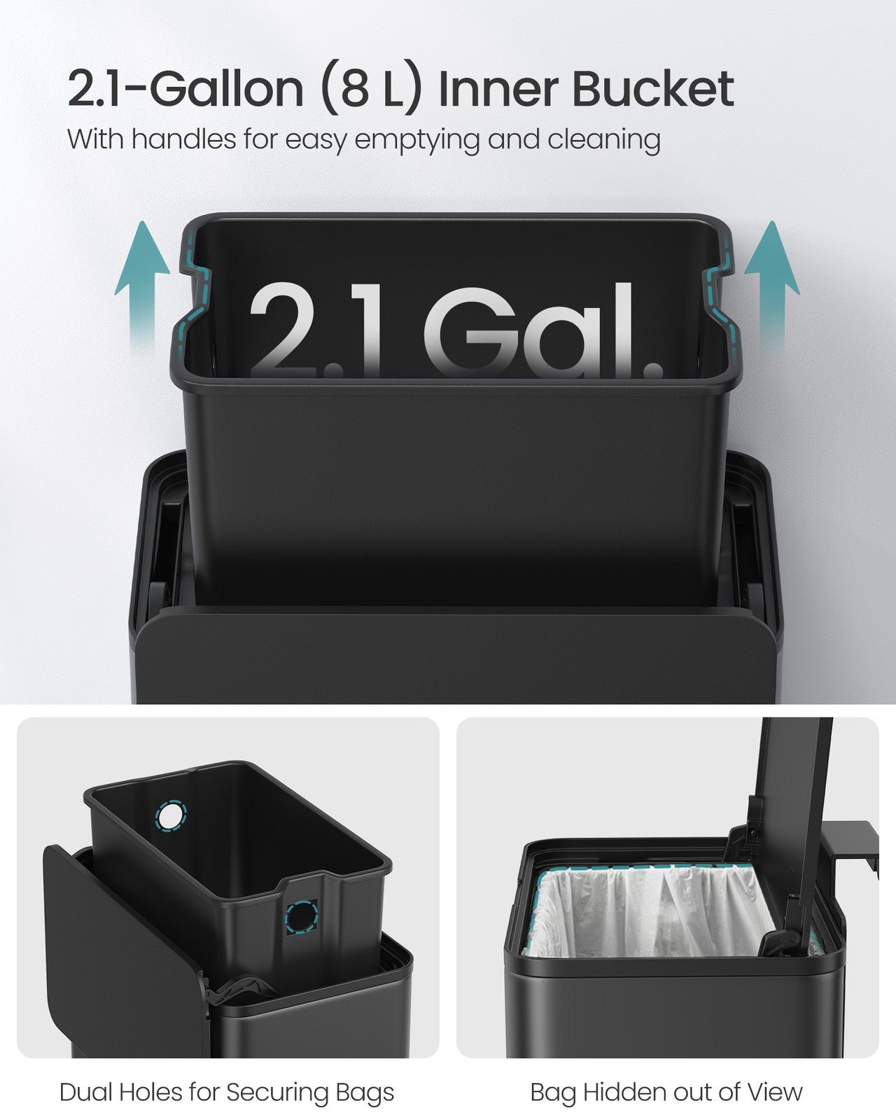 2.1-Gallon Hanging Trash Can with Lid - image 6