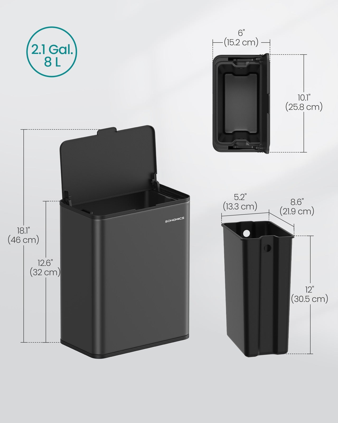 2.1-Gallon Hanging Trash Can with Lid - image 7