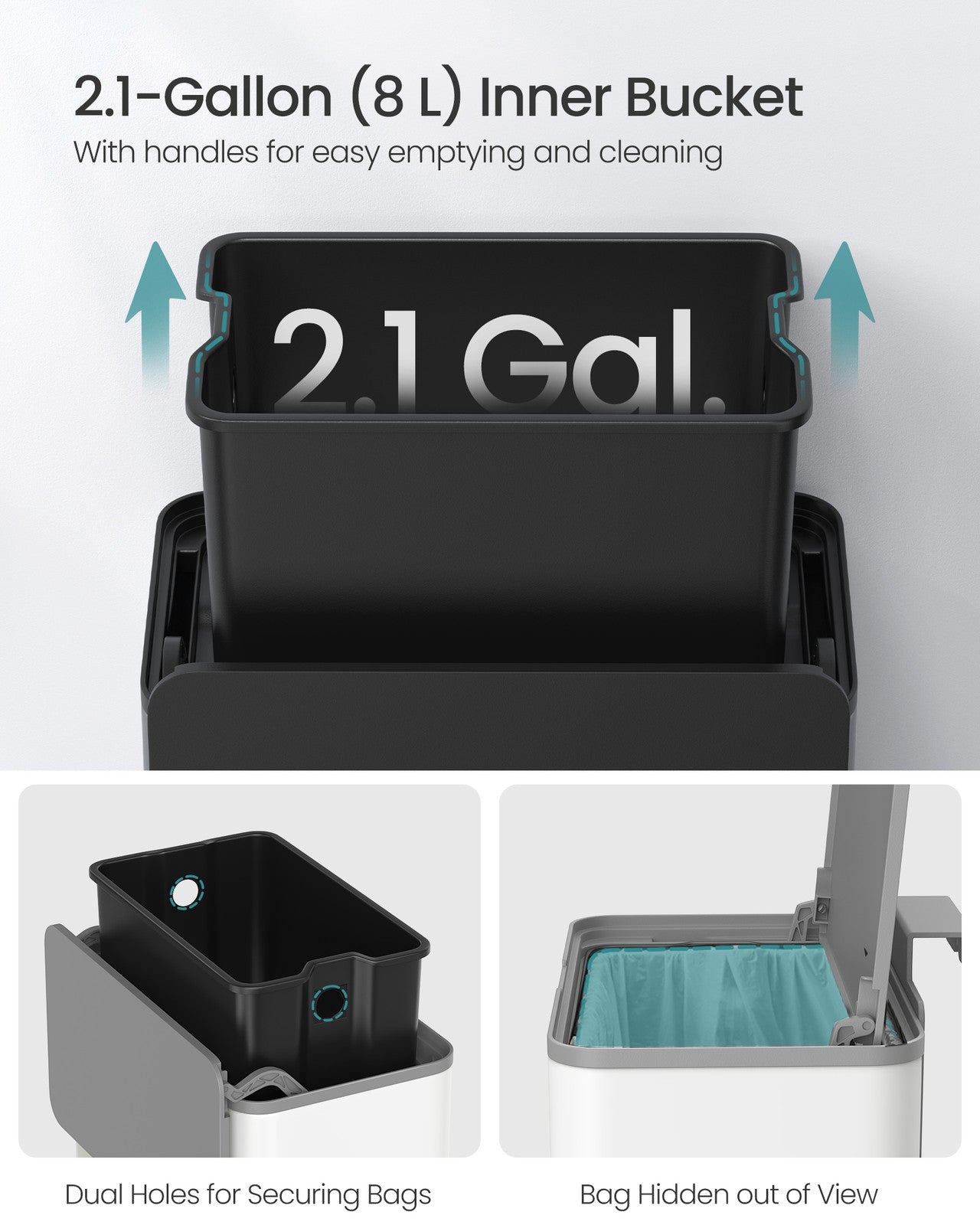 2.1-Gallon Hanging Trash Can with Lid - image 13