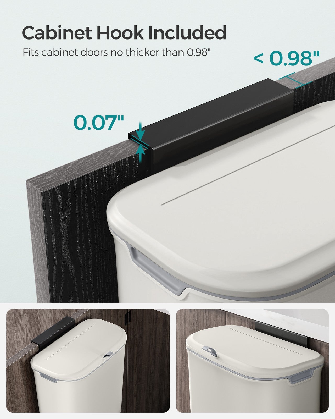 2.4-Gallon Hanging Trash Can with Lid - image 4