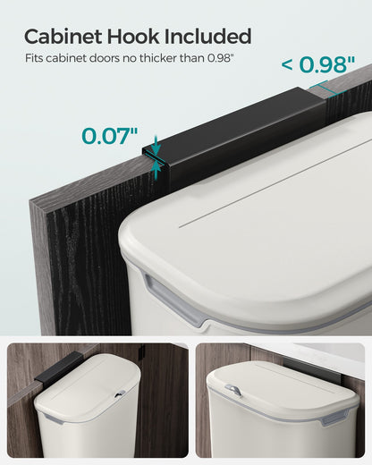2.4-Gallon Hanging Trash Can with Lid - image 4