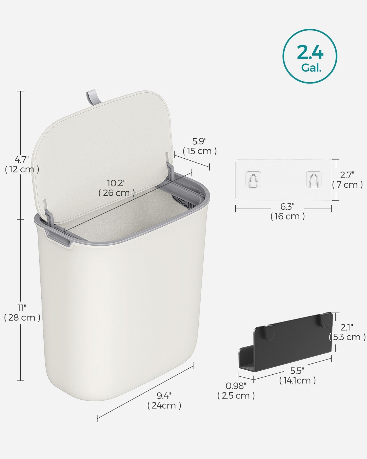 2.4-Gallon Hanging Trash Can with Lid - image 6