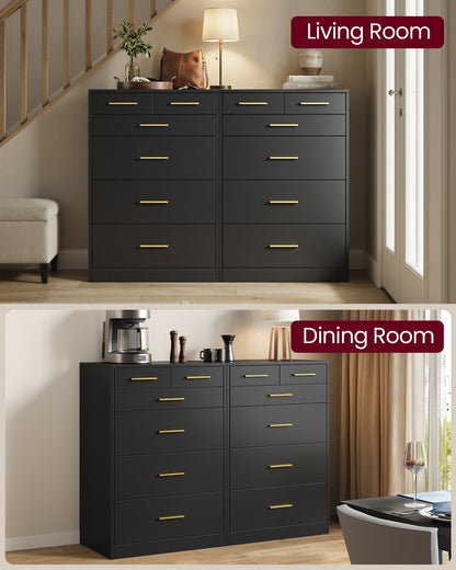 Dresser, 6-Drawer Chest, 15.8 x 23.7 x 34.8 Inches, Ink Black - image 7