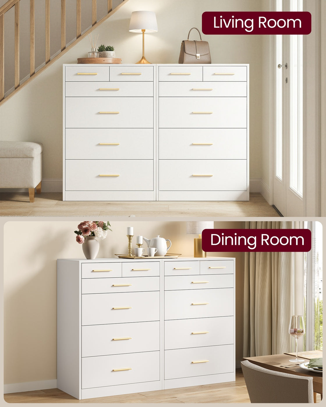Dresser, 6-Drawer Chest, 15.8 x 23.7 x 34.8 Inches, Ink Black