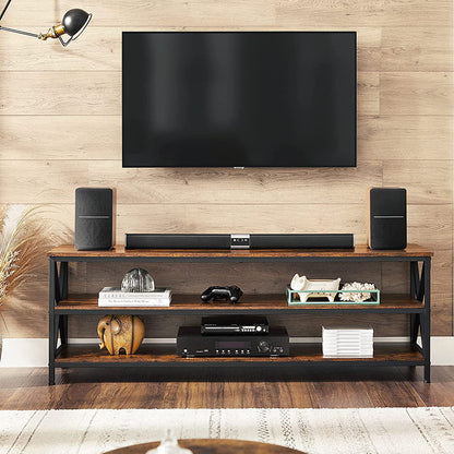 TV Stand, TV Table for up to 65-Inch TVs, Media TV Console with Shelves