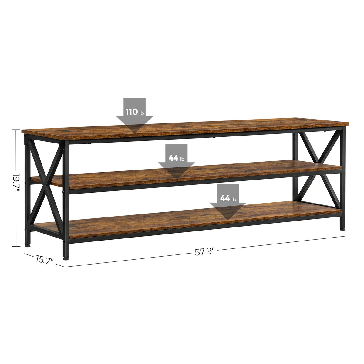 TV Stand, TV Table for up to 65-Inch TVs, Media TV Console with Shelves