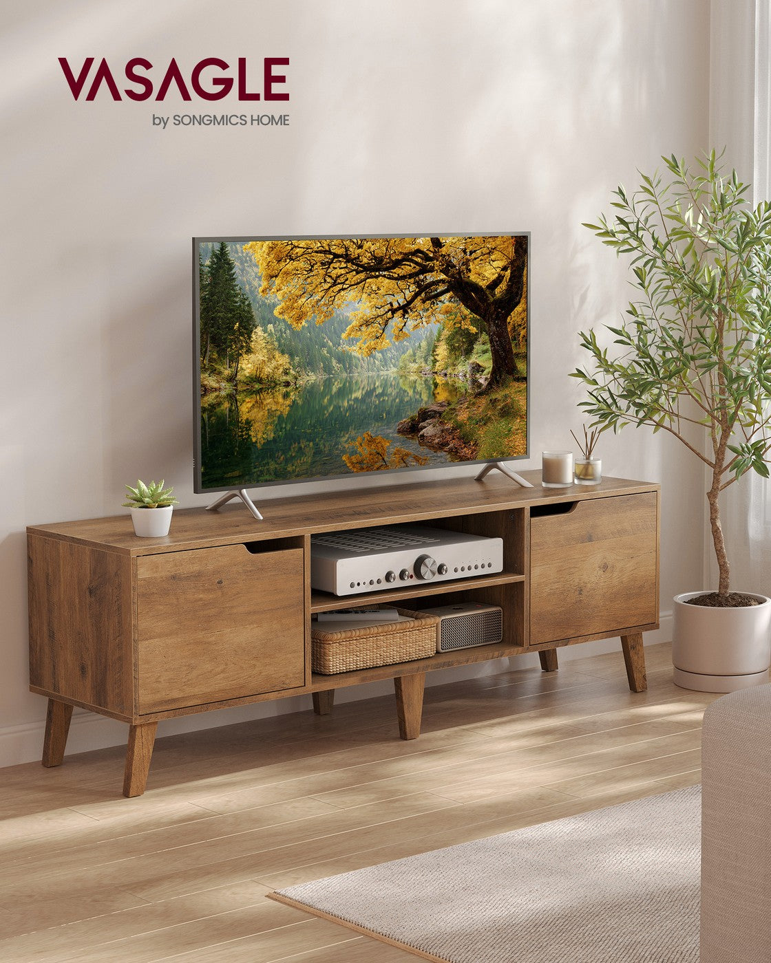 58-Inch TV Console with Adjustable Shelf