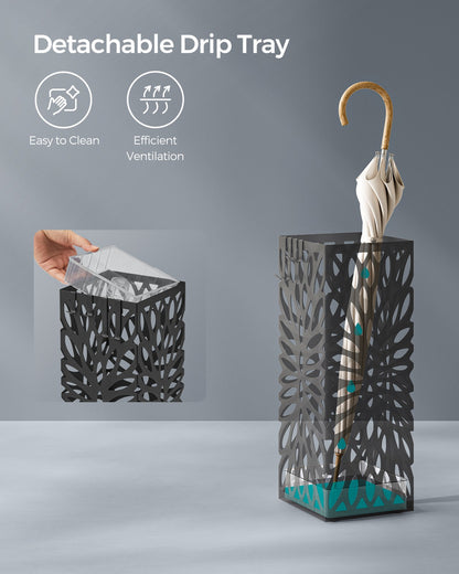 Steel Square Umbrella Stand Freestanding, for Canes Walking Sticks