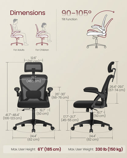 Office Chair, Ergonomic Mesh, Adjustable, Dove Gray - image 11