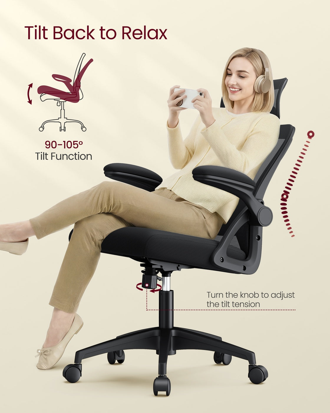 Office Chair, Ergonomic Mesh, Adjustable, Dove Gray - image 15