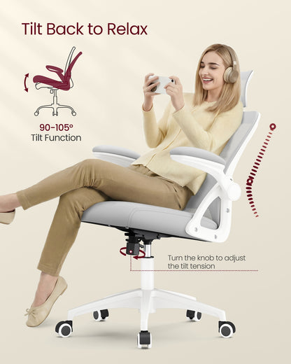 Office Chair, Ergonomic Mesh, Adjustable, Dove Gray - image 7