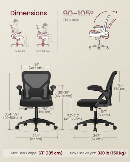 Office Chair, Ergonomic Mesh, Adjustable, Dove Gray - image 19