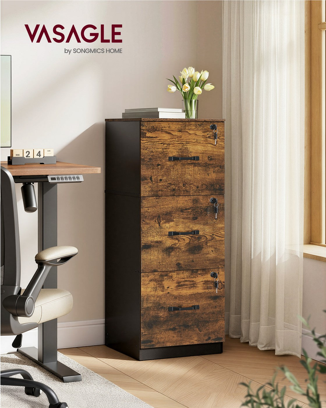 3-Drawer Vertical Lockable file cabinet with drawers - image 2