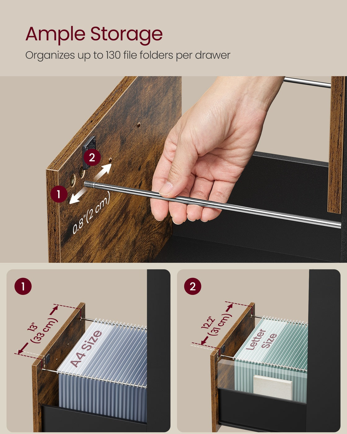 3-Drawer Vertical Lockable file cabinet with drawers - image 4
