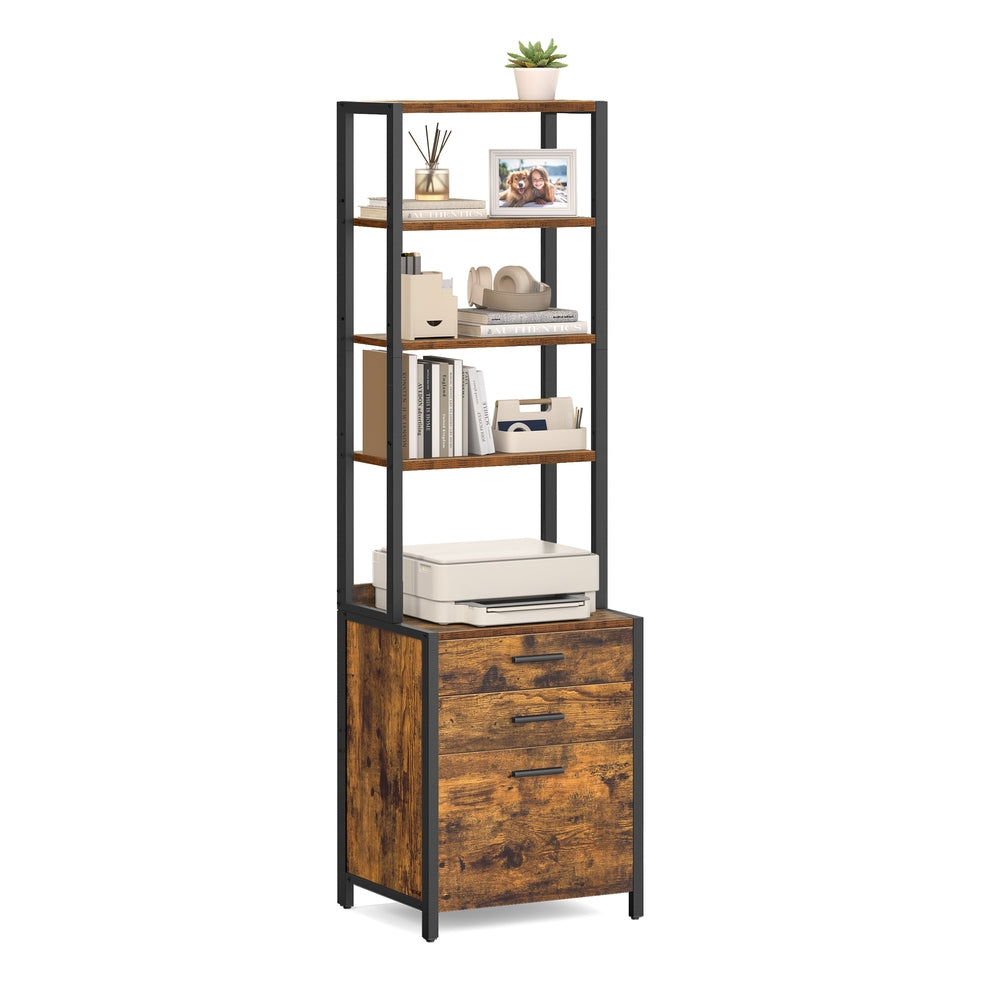 Home Office Filing Cabinet with Height-Adjustable Open Shelves - image 1