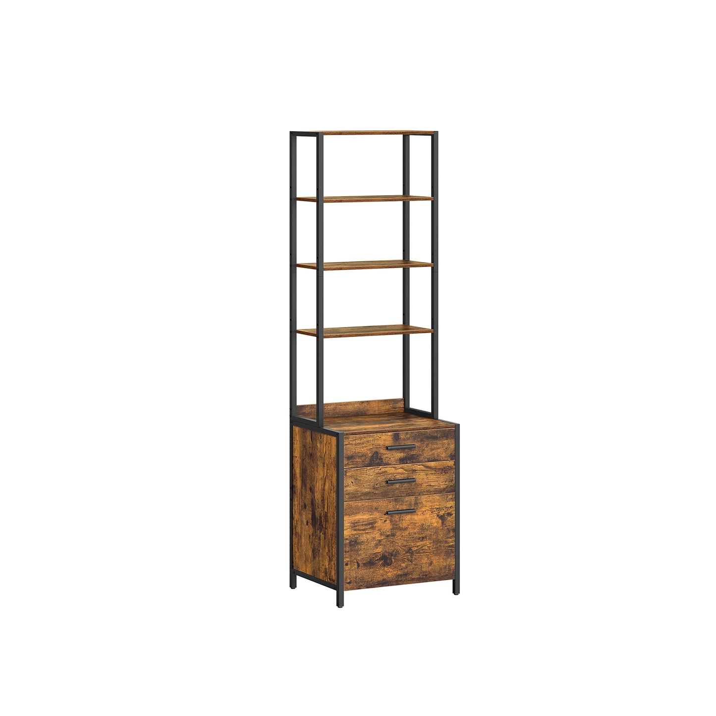 Home Office Filing Cabinet with Height-Adjustable Open Shelves - image 2