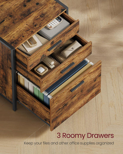 Home Office Filing Cabinet with Height-Adjustable Open Shelves - image 4