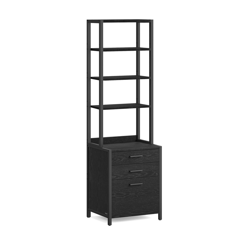 Home Office Filing Cabinet with Height-Adjustable Open Shelves - image 10