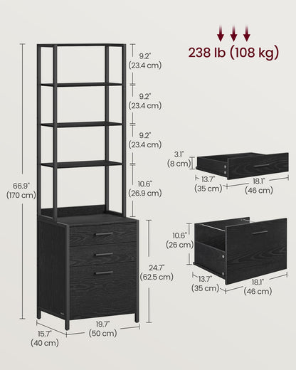 Home Office Filing Cabinet with Height-Adjustable Open Shelves - image 12
