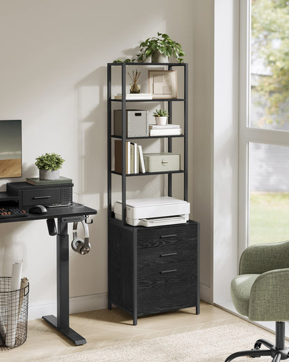 Home Office Filing Cabinet with Height-Adjustable Open Shelves - image 15