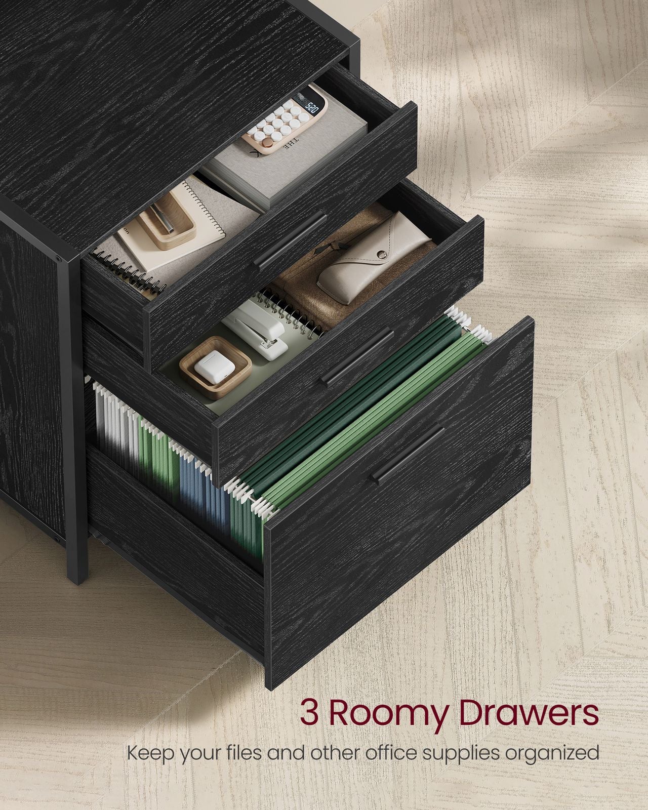 Home Office Filing Cabinet with Height-Adjustable Open Shelves - image 16