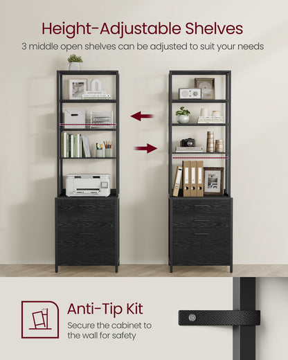 Home Office Filing Cabinet with Height-Adjustable Open Shelves - image 17