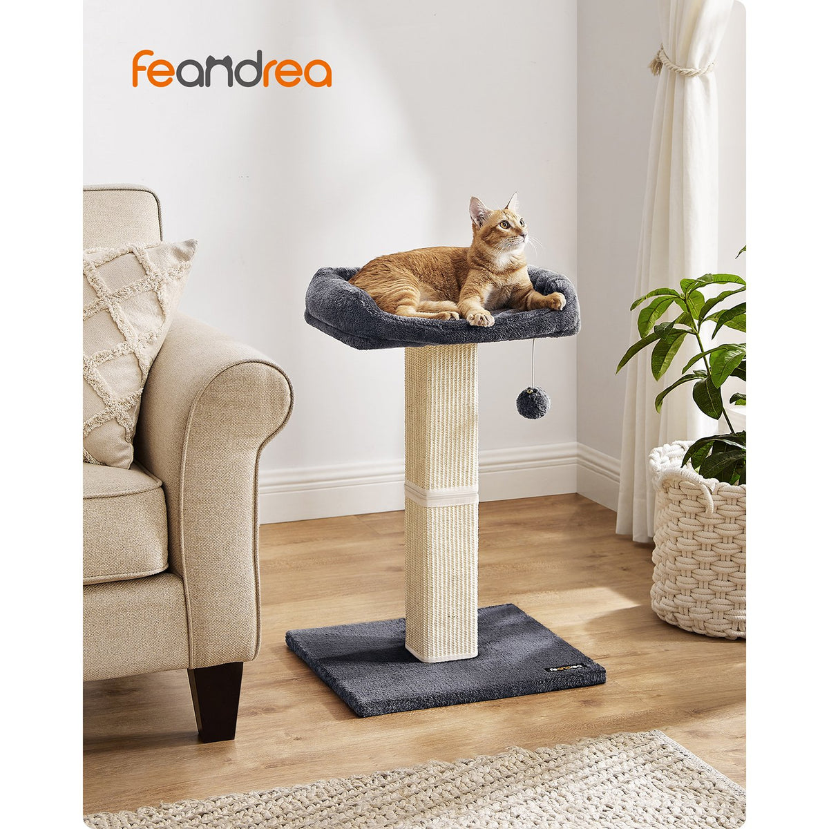 Cat Scratching Post with Plush Perch, 27.9-Inch